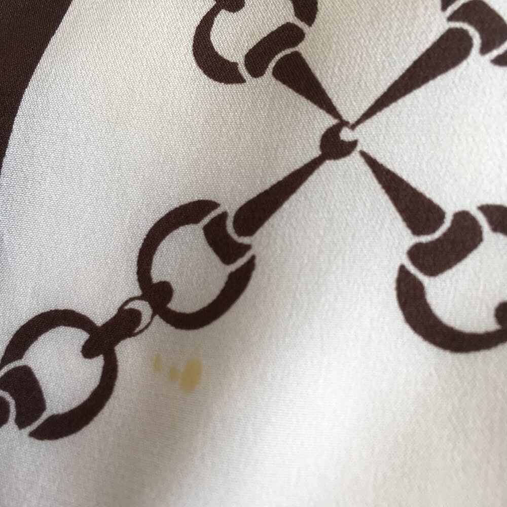 Vintage Celine of Paris Silk Long Scarf - Brown and Off-White/Cream - Picture 5 of 5